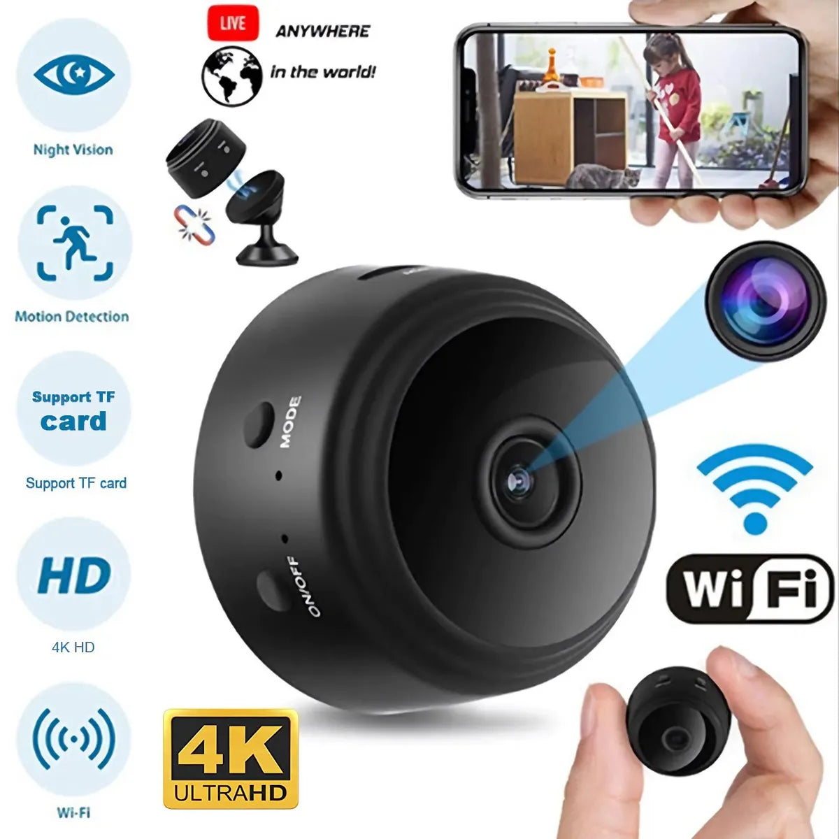 Mini Cámara de Seguridad Audio/Video/Detecta Movimiento